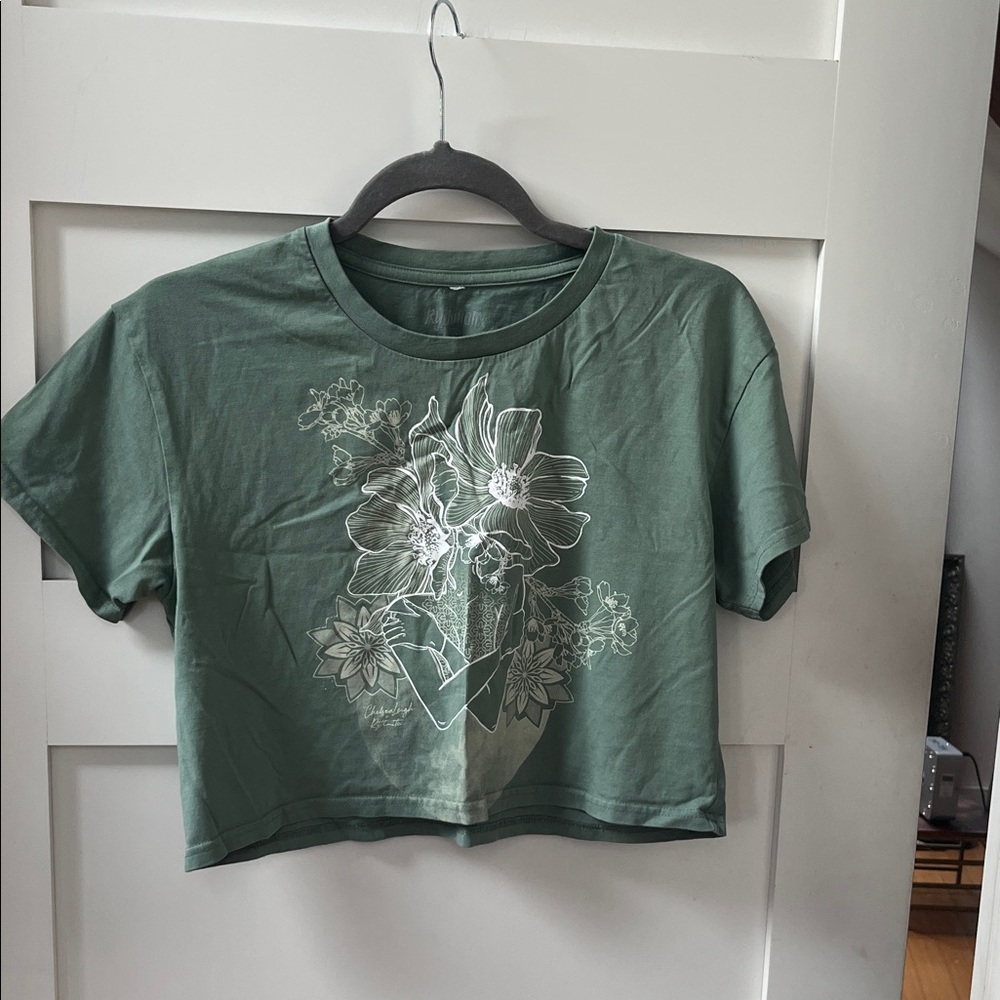 Green Floral Short Sleeve Tee